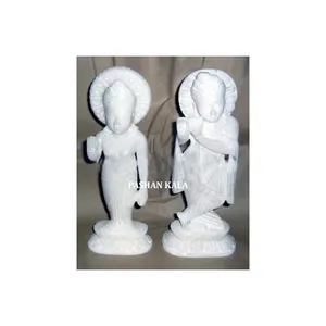 Estatuas de Lord Radha Krishna de mármol blanco Moorti Idols Comprar acabado decorativo para el hogar Showpiece Calidad superior ejemplo perfecto
