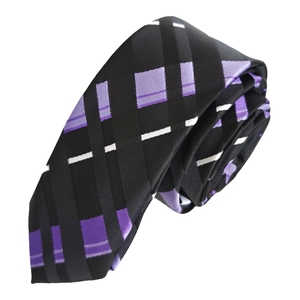 Exve exclusiva púrpura y Negro Lila a cuadros cuadrado transición delgada moda corbata de Turquía - Product Image 2
