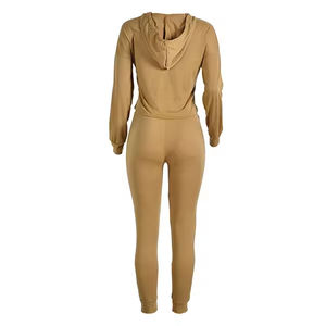 Conjunto de dos piezas de invierno para mujer, chándal con jersey con capucha, ropa deportiva cálida de manga larga en oferta - Product Image 2