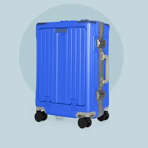 Luggage With Laptop Compartment With Spinner Aluminum Frame Luggage With Cup Holder Fashion Cabin Luggage Suitcase