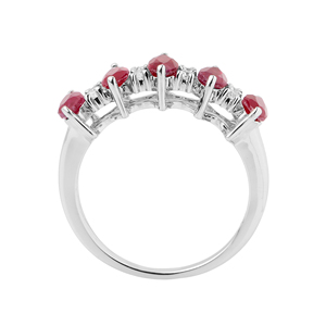 Bague pour femme Shah Gems en argent sterling 925 avec rubis naturel, topaze blanche, diamants taille marquise et ovale, bijoux en platine pour usage quotidien - Product Image 3