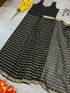 Blusa de mujer de Georgette Premium, hermoso trabajo de lentejuelas bordadas para fiesta, ropa elegante adornada - Product Image 3