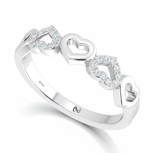 แหวนทองคำ14K สำหรับผู้หญิงเพชรธรรมชาติ20เม็ดกลมดีไซน์สว่างสดใส - Product Image 1