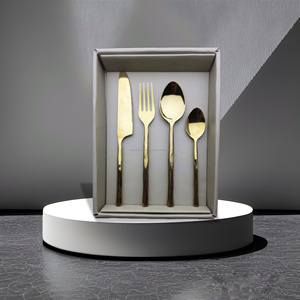 Ensemble de couverts de finition miroir doré en acier inoxydable 18/10 de mariage, couverts dorés, couverts en or mat - Product Image 6