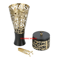 Soporte de incienso de Metal con acabado plateado brillante Fragancia de mesa de Ramadán Mubkhar Bakhoor de metal elegante más vendido