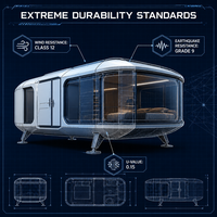 Maison Capsule Spatiale Extrêmement Durable, Villa Mobile de Luxe Toutes Saisons, Résistante au Vent et aux Tremblements de Terre pour une Vie Haut de Gamme