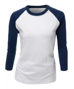 Camisetas de alta calidad OEM 310gsm camisetas raglán 100% algodón personalizado liso camisetas de manga raglán para mujer - Product Image 2