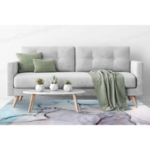 Tapis en marbre bleu et violet, tapis imprimé moderne, décoration de chambre à coucher de luxe, tapis gobelin - Product Image 3