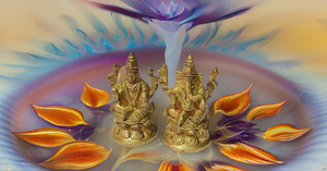Statue en laiton au design moderne Ganesh-Laxmi-Ji Sculpture religieuse indienne fabriquée à la main Ganesha et Laxmi assis sur Lotus - Product Image 4