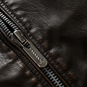 Veste d'hiver en cuir véritable pour homme, marque privée, avec logo personnalisé sur le devant, style streetwear, imperméable et respirante - Product Image 6
