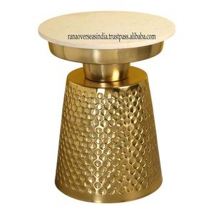 Mesa de centro con tapa de madera y base de metal al por mayor Mesa redonda de diseño moderno único Ideal para el hogar y la Oficina a precios económicos - Product Image 1