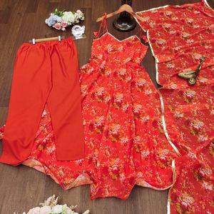 Rayonnez l'élégance avec la robe longue en Georgette Anarkali à découpe florale pour afficher votre style unique - Product Image 5