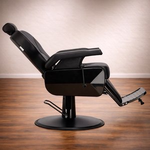 Fauteuil de Barbier Moderne de Luxe Noir avec Design Ergonomique Durable, Pompe Hydraulique, Inclinable et Repose-Pieds Réglable - Product Image 3