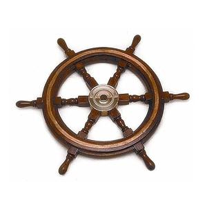 Décoration roue de bateau en bois fait à la main direction antique décorée avec incrustation de laiton mur de roue de bateau de concepteur en bois nautique - Product Image 1