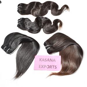 Indien 100% brut couleur naturelle femmes noires Premium machine double trame vague profonde cuticule aligné tissage Extensions de cheveux humains - Product Image 2