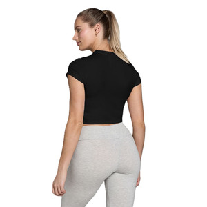 Mujeres algodón cuello redondo manga corta transpirable cómodo ajuste relajado casual básico todos los días verano moda sólido simple camiseta - Product Image 5