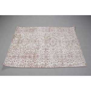 Turkish Accent Rug 3,6x4,<b>9</b> ft (109x149 cm), White Solid Vintage Rug - Product Image 3