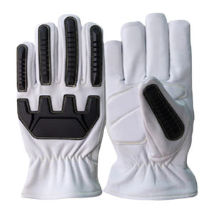 Guantes de Conducción de Cuero de Cabra Blanco Forrados, Resistentes a Cortes, para Invierno, con TPR para Máxima Protección de las Manos - Product Image 1