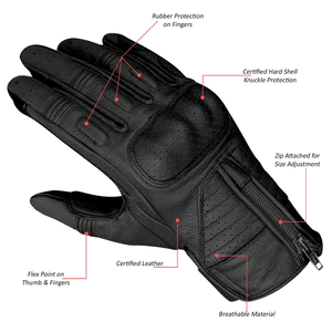 Best Knuckle Unisex Waxed Leather Gloves Black Vintage Style for Winter Summer Motorbike Racing Biker Wear Custom Breathable - Product Image 2