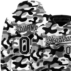 Chaqueta con capucha personalizada Camo Black-White 3D Bomber Full-Snap Varsity Letterman Salute To Service - Product Image 5