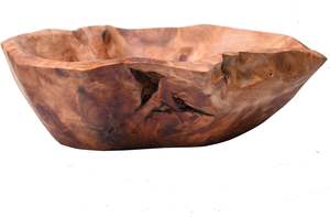 ชามไม้ (12 "-14") ทำด้วยมือธรรมชาติแกะสลักรากผลไม้ชามสลัดไม้สร้างสรรค์ - Product Image 3