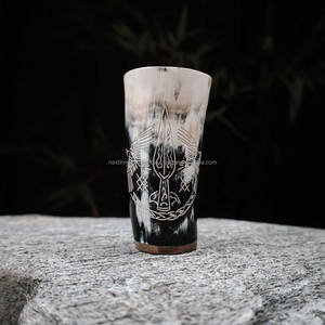 Viking Horn <b>Glass</b> <b>Coffee</b> <b>Mug</b> with Resin Base Handcrafted From Authentic Viking Horn Made in India - Product Image 3