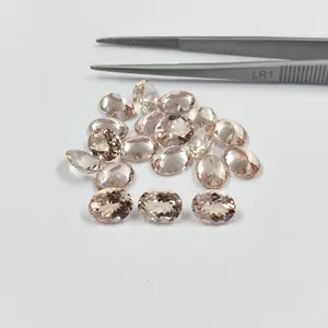 Buy Morganite Loose Gemstone 7x9mm Faceted Oval Cut Semi Precious Assorted Gemstone From Indian Factory For Fashion Jewelry