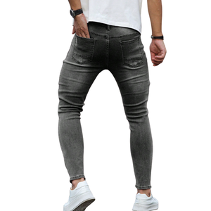 <b>Mens</b> Black Ripped Pencil Pants Distressed <b>Stretch</b> Denim Jeans Slim Fit Casual Destroyed XL Mid Waist Breathable Fashion Everyday - Product Image 2