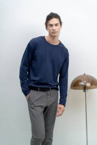 T-shirt uni à manches longues 100% coton Premium épais 180gsm col rond longueur régulière style décontracté unisexe - Product Image 2