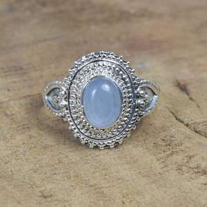 Blue Chalcedony 925 Sterling Silver Ring Handmade Oval Gemstone Jewelry Elegant Gift For Women - Product Image 6