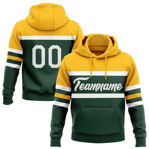 Venta al por mayor y Dropship Custom Stitched Green White-Gold Line Sports Pullover Sudadera con capucha - Product Image 1