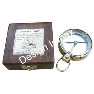 Loupe en forme de dôme en laiton poli à haute brillance dans une boîte nautique cadeaux emballés loupe élégante article cadeau promotionnel - Product Image 3
