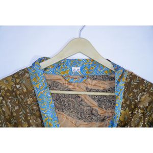 ชุดกิโมโนผ้าไหมยาวพิมพ์ลายดอกไม้อินเดียชุดใส่นอนวินเทจสำหรับผู้หญิงใส่ในชีวิตประจำวันชุดเดินชายหาดฤดูร้อนฤดูใบไม้ร่วงอากาศร้อน - Product Image 6