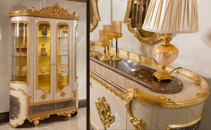 Juego de Comedor Leonar de Estilo Italiano Clásico con Madera Maciza, Tallado a Mano y Acabado en Dorado - Product Image 4