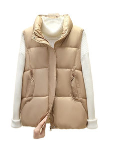 Gilet en duvet d'hiver pour femmes Veste courte en duvet col montant Gilet épais et moelleux Couleur solide Sans manches Chaud Mode décontractée - Product Image 2