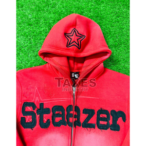 Custom Top Quality Men's Oversized 100% Cotton Fleece Casual Heavyweight Custom Logo Embroidery Distressed Winter Zip hoodies - Product Image 3
