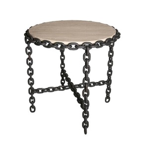 Table d'appoint ronde en métal au design raffiné, table basse de qualité antique, taille personnalisée, en aluminium, pour la finition laiton. - Product Image 3