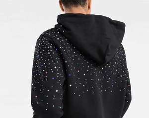 เสื้อฮู้ดสำหรับผู้ชายผ้าคอตตอนผสมไรน์สโตนผ้าฟรานซ์เทอร์รี่แบบหนาออกแบบได้ตามต้องการโลโก้ได้ตามต้องการ - Product Image 6