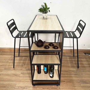 CBCF203 Industrial Style Combo <b>Bar</b> <b>Table</b> with Shelf <b>and</b> 2 Iron <b>Bar</b> <b>Stools</b> for Your Home or Commercial <b>Bar</b> Set - Product Image 3