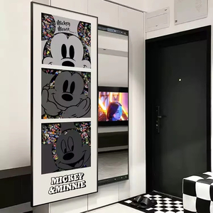 Mickey espejo pintura bloques de construcción espejo de tocador de dibujos animados simple moderno deslizamiento Entrada de cuerpo completo - Product Image 2