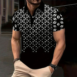 2024 hommes affaires décontracté à manches courtes Polo nouvelle couleur broderie perle sol coton T-Shirt 3D - Product Image 2
