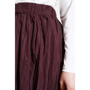 <b>Elastic</b> <b>Waist</b> Pleated Crinkle <b>Skirt</b> Bitter Brown - Product Image 2