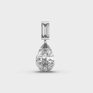 Pendentif en diamant taille poire avec accent émeraude en argent sterling 925 massif - Product Image 1