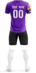 Personalizado liso poliéster transpirable hombres deportes azul fútbol Jersey conjuntos uniformes de fútbol conjunto de ropa de fútbol conjunto completo de kits de fútbol - Product Image 3