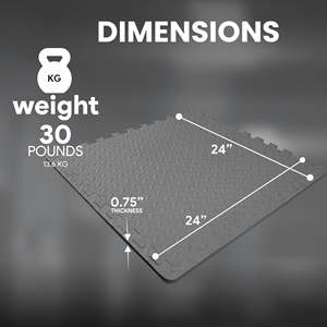 BalanceFrom Tappetino Fitness Grigio da 96 Piedi Quadrati, Confezione da 2 - Tappetino Portatile in Schiuma EVA/NBR Intrecciabile per Allenamento/Yoga - Product Image 5