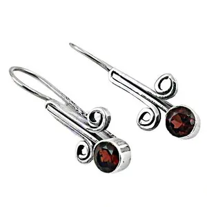 Pendientes Colgantes Vintage de Plata con Granate Engastado en Bisel, Joyería de Moda para Mujer, Regalo - Product Image 1