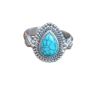 Bijoux pour femmes Bague style bohème argent Bijoux en argent sterling 925 Turquoise Gemstone Tendance Bague faite à la main Cadeau pour l'amour - Product Image 1