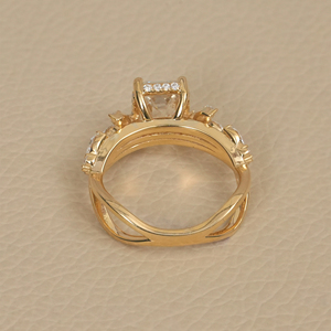 Bague de fiançailles en diamant de laboratoire multi-formes de 2,64 carats, or jaune massif 14 carats, coupe émeraude, bague statement - Product Image 3