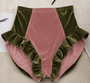 Women's Natural Waist <b>Velvet</b> Shorts with Lace Trim Formal Style Solid Color Breathable Knee-Length All Seasons Wear - Product Image 4