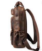 Sac à Dos en Cuir Véritable pour Étudiant, Camping, Randonnée et Université